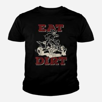 Eat Dirt Quad Biker Gift ATV Four Wheeler Quad Bike Lover Raglan Baseball Tee Youth T-shirt | Crazezy
