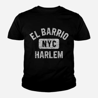 El Barrio Harlem Nyc Gym Style Pink W Distressed White Print Youth T-shirt | Crazezy