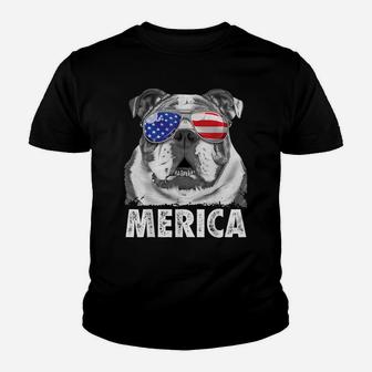 English Bulldog 4Th Of July Shirts Merica Men Women Usa Flag Youth T-shirt | Crazezy