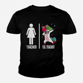 Esl Teacher Unicorn Dabbing Dab Dance Youth T-shirt | Crazezy