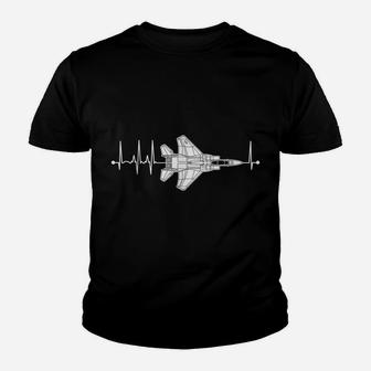 F-15 Eagle Schematic Airplane Pulse Ekg Pilot F15 Heartbeat Youth T-shirt | Crazezy DE