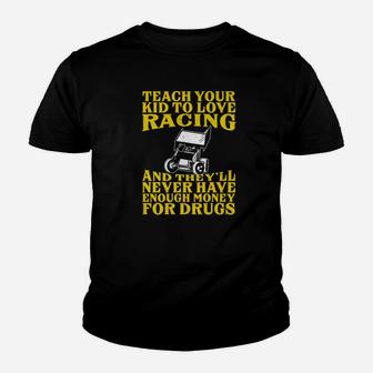 Fathers Dad Teach Kid Love Racing Sprint Car Parenting Race Premium Youth T-shirt | Crazezy