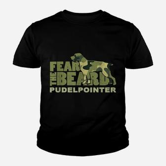 Fear The Beard - Camo Pudelpointer Hunting Dog Youth T-shirt | Crazezy