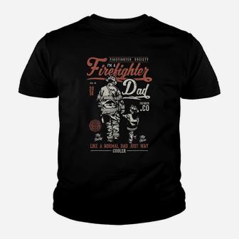 Firefighter Dad Tee Vintage Fireman Gift Men Youth T-shirt | Crazezy
