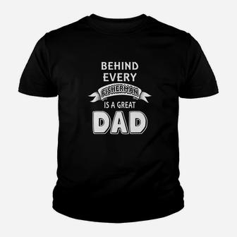 Fisherman Is A Great Dad Happy Fishing Fathers Day Gift Premium Youth T-shirt | Crazezy AU