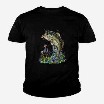 Fishing Graphic Large Mouth Bass Fish Gift Youth T-shirt | Crazezy UK