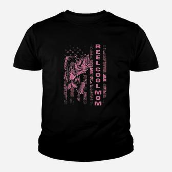 Fishing Mom Pink Camouflage Usa Flag Mothers Day Youth T-shirt | Crazezy