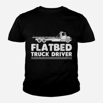 Flatbed Trucker Truck Driver Driving Over The Roads Youth T-shirt | Crazezy UK