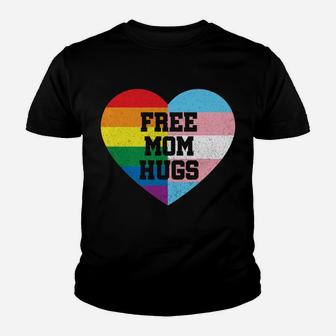 Free Mom Hugs Shirt Gay Pride Gift Transgender Rainbow Flag Sweatshirt Youth T-shirt | Crazezy