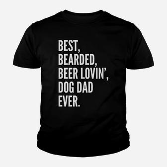 Funny Bearded Dad | Beer Lover Dog Owner Gift Tee Youth T-shirt | Crazezy