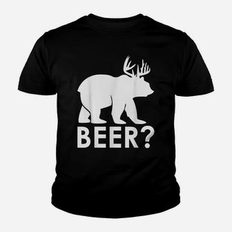 Funny Beer Bear Deer Hunting Hiker Hunter Camping Youth T-shirt | Crazezy DE