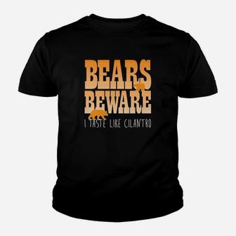 Funny Camping Bears Beware I Taste Like Cilantro Youth T-shirt | Crazezy AU