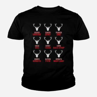 Funny Christmas Reindeer Hunter Deer Meat Hunting Gifts Youth T-shirt | Crazezy