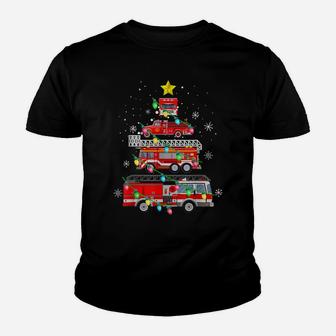 Funny Firefighter Fire Truck Christmas Tree Xmas Gifts Youth T-shirt | Crazezy CA