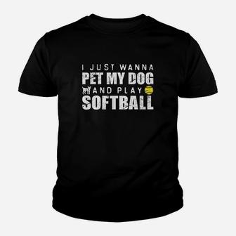 Funny Girls Softball Puppy Dog Lover Gift Youth T-shirt | Crazezy CA