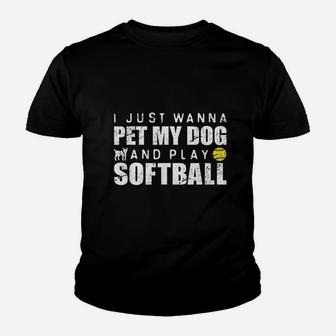 Funny Girls Softball Puppy Dog Lover Gift Youth T-shirt | Crazezy DE