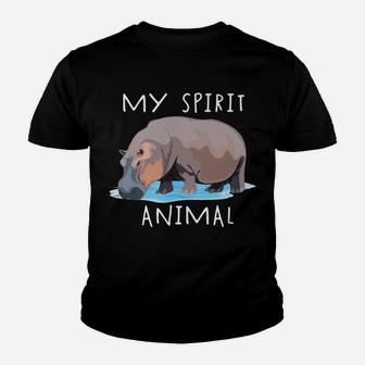 Funny Hippopotamus My Spiril Animal Cute Vintage Hippo Gift Youth T-shirt | Crazezy