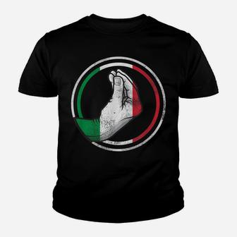 Funny Italy Hand Gesture Italian Flag Youth T-shirt | Crazezy