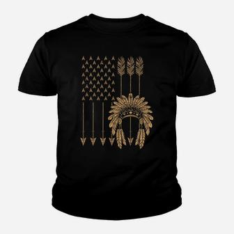 Funny Native American Flag Gift Cool Usa Tribe Patriotic Youth T-shirt | Crazezy