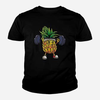 Funny Pineapple Powerlifting Weightlifting Gym Youth T-shirt | Crazezy CA
