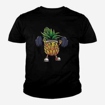Funny Pineapple Powerlifting Weightlifting Youth T-shirt | Crazezy CA