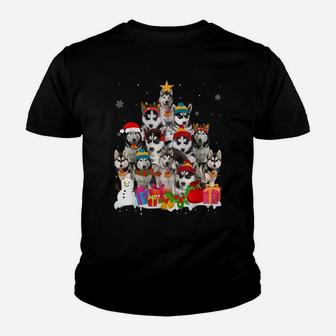 Funny Siberian Husky Christmas Tree Pet Dog Lover Gift Youth T-shirt | Crazezy DE