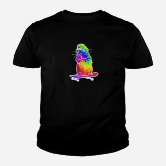 Funny Tiedye Hamster Guinea Pig Animal Skateboarding Youth T-shirt | Crazezy