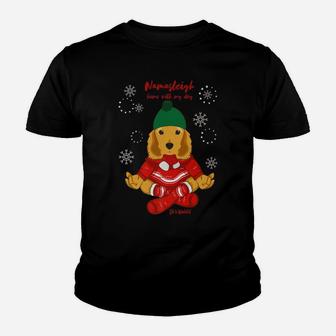 Funny Yoga Christmas Dog Cocker Spaniel Lover Youth T-shirt | Crazezy