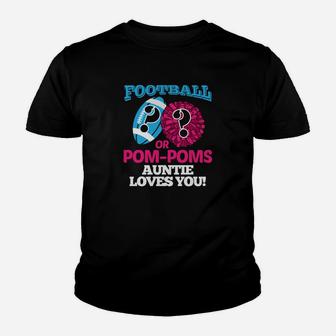 Gender Reveal For Auntie Football Cheerleader Youth T-shirt | Crazezy