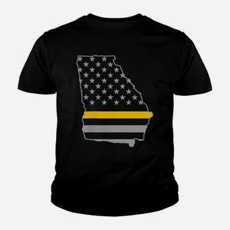 Georgia Thin Gold Line Flag Police Operator 911 Dispatcher Youth T-shirt | Crazezy