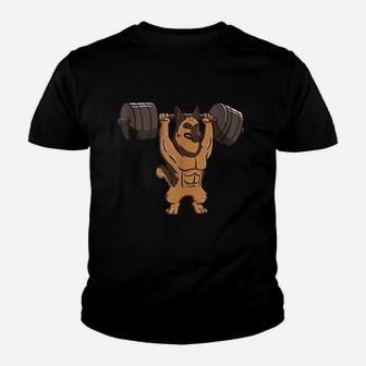 German Shepherd Powerlifting Weightlifting Gym Dog Lovers Youth T-shirt | Crazezy CA