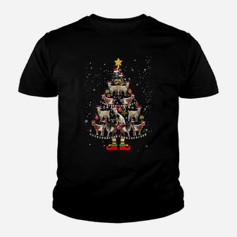 Goat Christmas Pajama Shirt Xmas Goats Tree Lights Hat Snow Youth T-shirt | Crazezy AU
