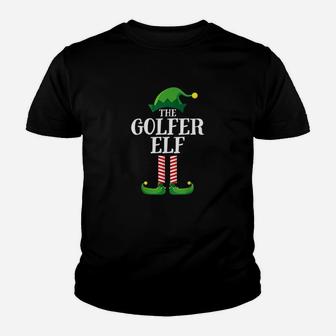Golfer Elf Matching Family Group Christmas Party Pajama Youth T-shirt | Crazezy CA