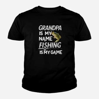 Grandpa Is My Name Fishing Is My Game Funny Quote Gift Premium Youth T-shirt | Crazezy