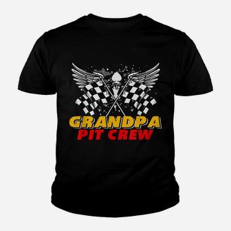 Grandpa Pit Crew Race Car Birthday Party Matching Family Youth T-shirt | Crazezy
