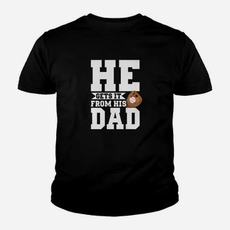 He Gets It From His Dad Softball For Fathers Day Premium Youth T-shirt | Crazezy CA