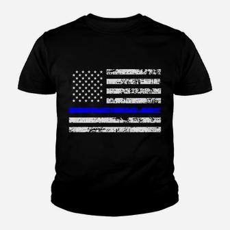 Hoodie Sweatshirt Blue Line American Flag Support Police Youth T-shirt | Crazezy