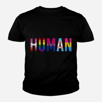 Human Lgbt Flag Gay Pride Month Transgender Rainbow Lesbian Sweatshirt Youth T-shirt | Crazezy