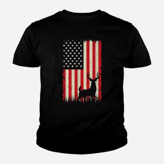 Hunting American Flag - Deer Hunter Buck Usa Gift Youth T-shirt | Crazezy