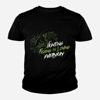 Hunting Fishing And Loving Everyday Large Mouth Bass Youth T-shirt | Crazezy