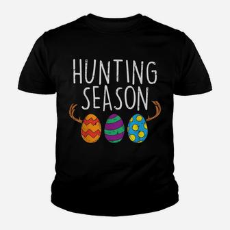 Hunting Season Eggs Deer Funny Easter Day Egg Hunt Hunter Youth T-shirt | Crazezy