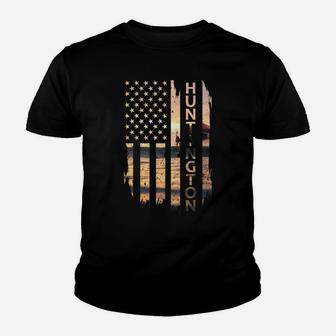 Huntington Beach Summer Sunset American Flag Sweatshirt Youth T-shirt | Crazezy