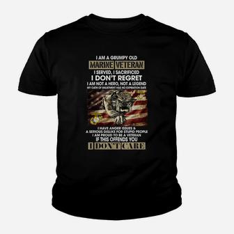 I Am A Grumpy Old Marine Veteran Not A Hero Not A Legend Youth T-shirt | Crazezy