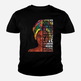 I Am Black Woman Afro African Woman - Black History Month Youth T-shirt | Crazezy CA