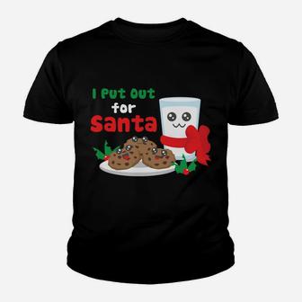 I Put Out For Santa Claus Cookie Milk Ugly Christmas Sweater Youth T-shirt | Crazezy