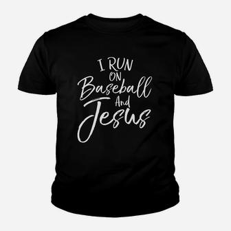 I Run On Baseball And Jesus Cool Christian Tee For Boy Youth T-shirt | Crazezy AU