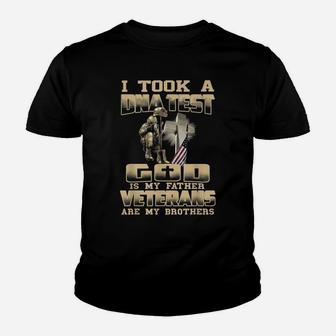 I Took A Dna Test God Is My Father Veterans Are My Brother Youth T-shirt | Crazezy