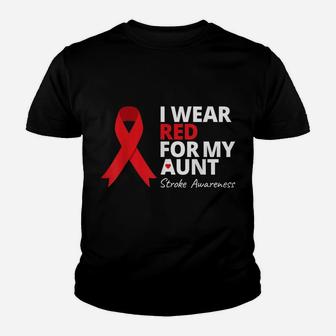I Wear Red For My Aunt Stroke Awareness Survivor Warrior Youth T-shirt | Crazezy CA