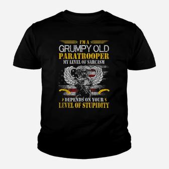 I'm A Grumpy Old Paratrooper Flag Tshirt, Veterans Day Gift Youth T-shirt | Crazezy