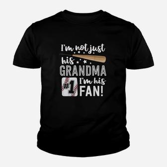 Im Not Just His Grandma Im His No 1 Fan Baseball Grandmother Youth T-shirt | Crazezy